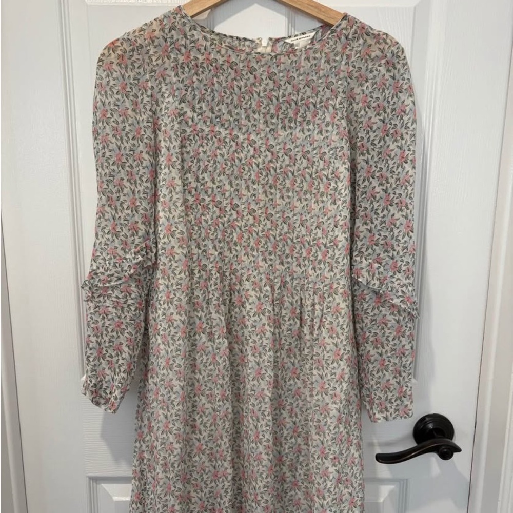 Club Monaco Floral Print Dress in Pink and Gray